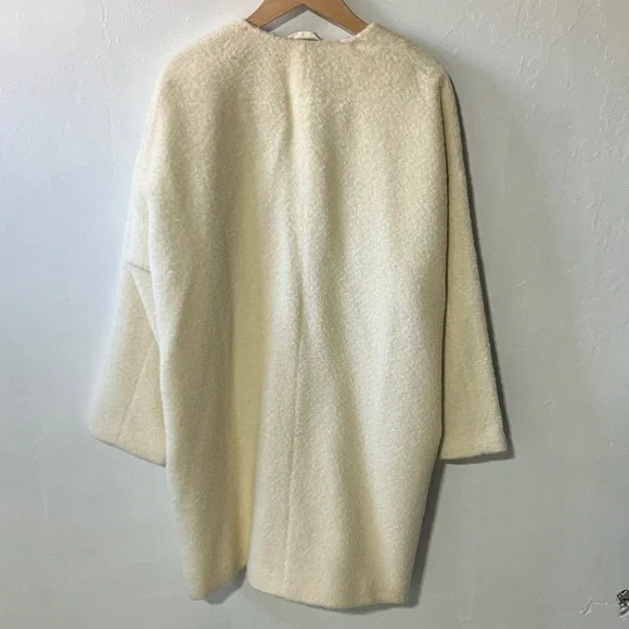Lux Eileen Fisher Ivory Alpaca Wool Cocoon Coat - Picture 4 of 12
